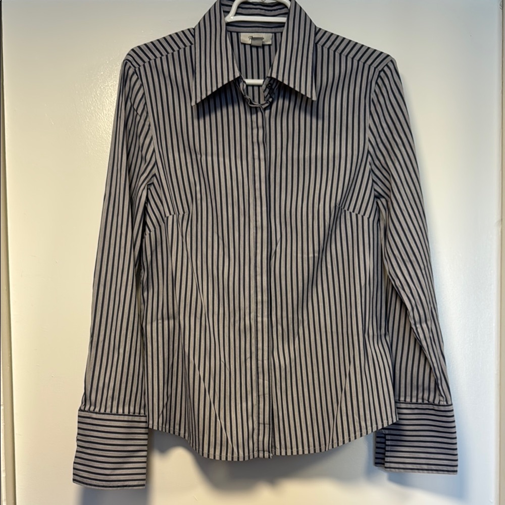 Classic Blue and Gray Striped Women's Shirt